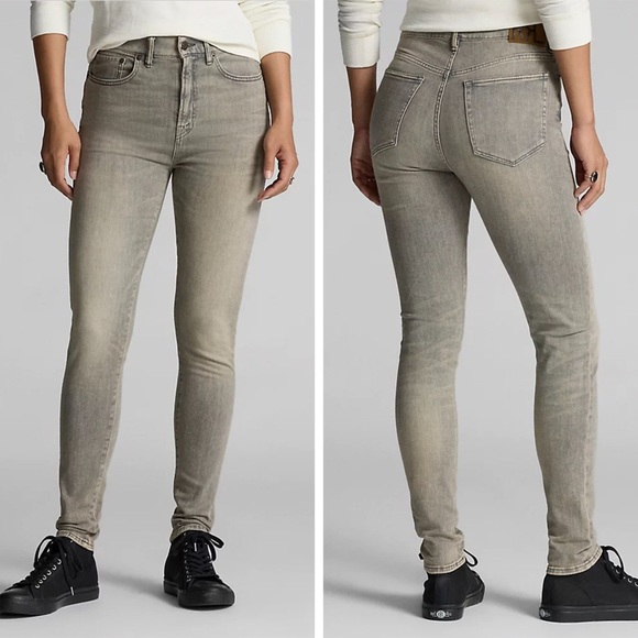RRL - Ralph Lauren - Stretch High Skinny Jeans - Distressed Grey Wash - Picture 2 of 13